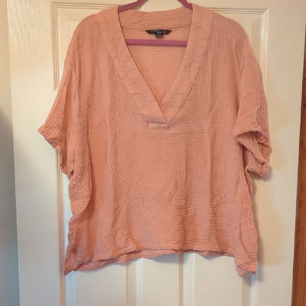 Maurices Relaxed Pink Short Sleeve Blouse